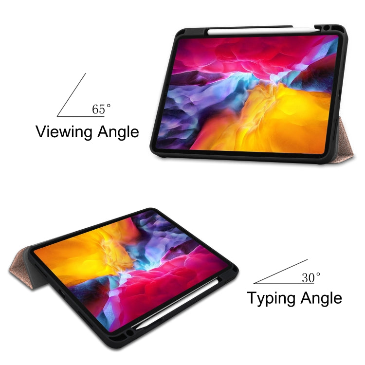 For iPad Pro 11 2022 / 2021 Pure Color Horizontal Flip TPU + PU Leather Tablet Case with Three-folding Holder & Sleep / Wake-up Function & Pen Slot