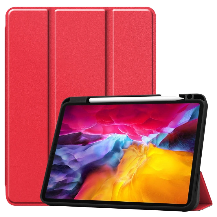 For iPad Pro 11 2022 / 2021 Pure Color Horizontal Flip TPU + PU Leather Tablet Case with Three-folding Holder & Sleep / Wake-up Function & Pen Slot