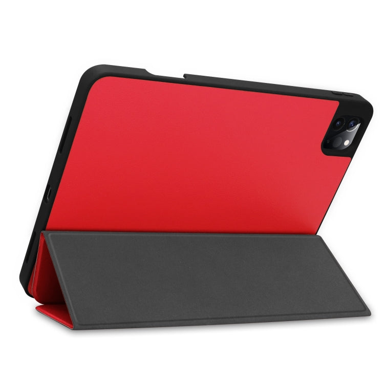 For iPad Pro 11 2022 / 2021 Pure Color Horizontal Flip TPU + PU Leather Tablet Case with Three-folding Holder & Sleep / Wake-up Function & Pen Slot