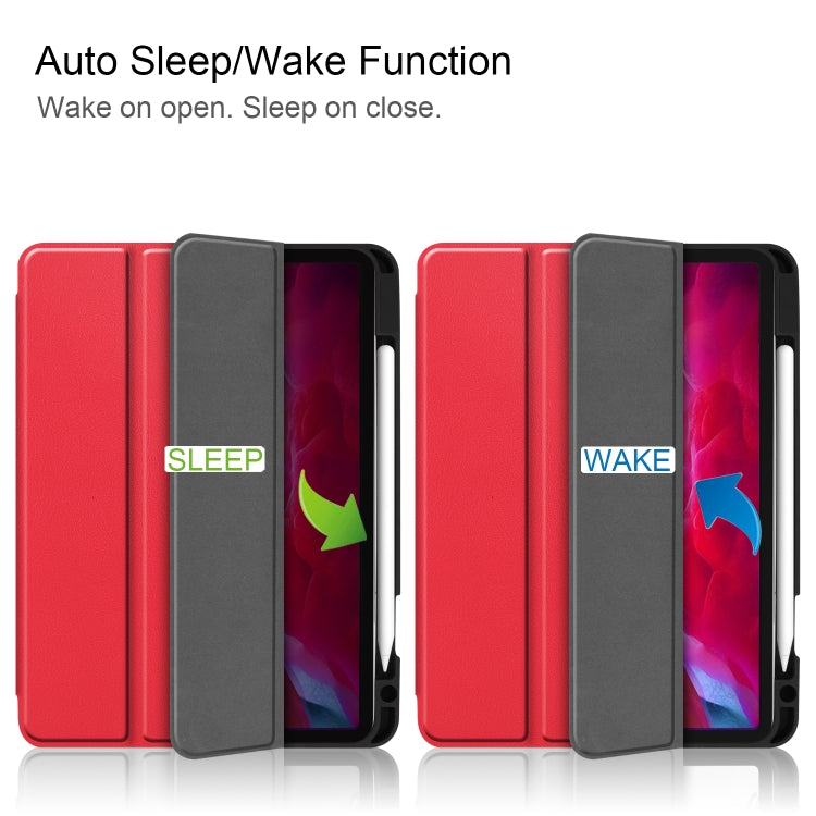 For iPad Pro 11 2022 / 2021 Pure Color Horizontal Flip TPU + PU Leather Tablet Case with Three-folding Holder & Sleep / Wake-up Function & Pen Slot