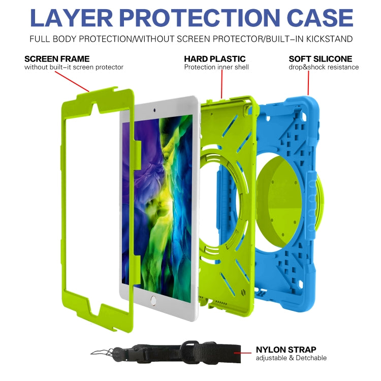 Shockproof Colorful Silicone + PC Protective Case with Holder & Shoulder Strap & Pen Slot For iPad 10.2 2021 / 2020 / 2019 & (2020)