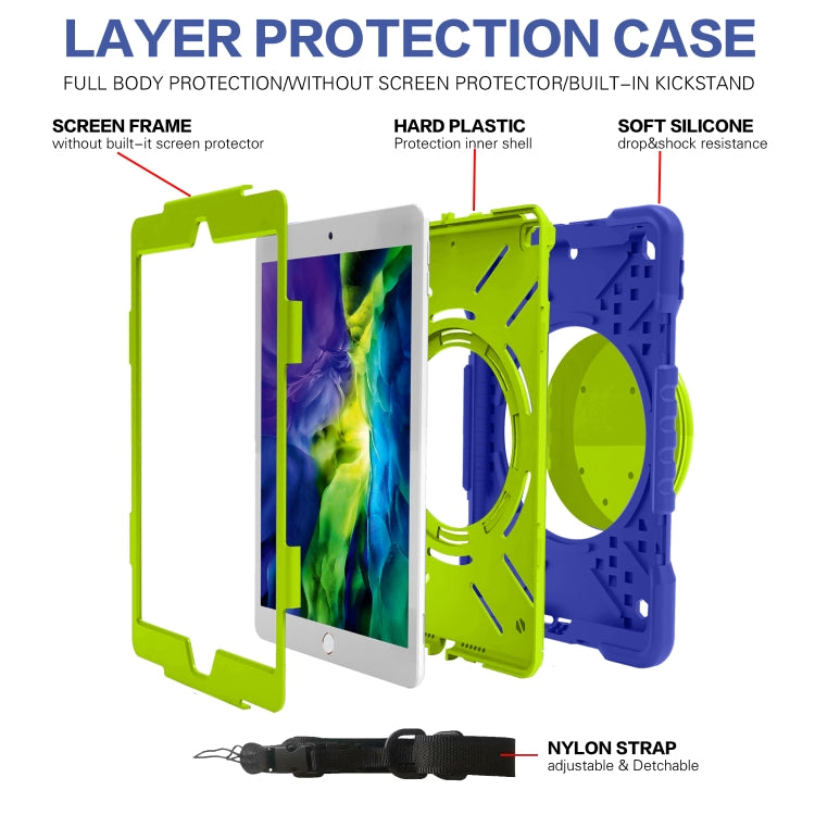 Shockproof Colorful Silicone + PC Protective Case with Holder & Shoulder Strap & Pen Slot For iPad 10.2 2021 / 2020 / 2019 & (2020)