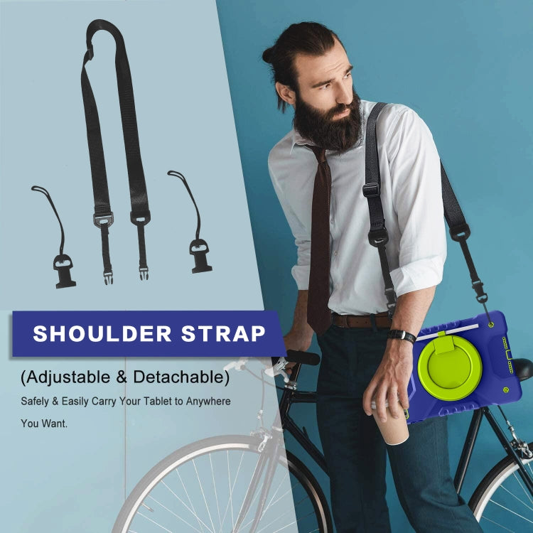 Shockproof Colorful Silicone + PC Protective Case with Holder & Shoulder Strap & Pen Slot For iPad 10.2 2021 / 2020 / 2019 & (2020)