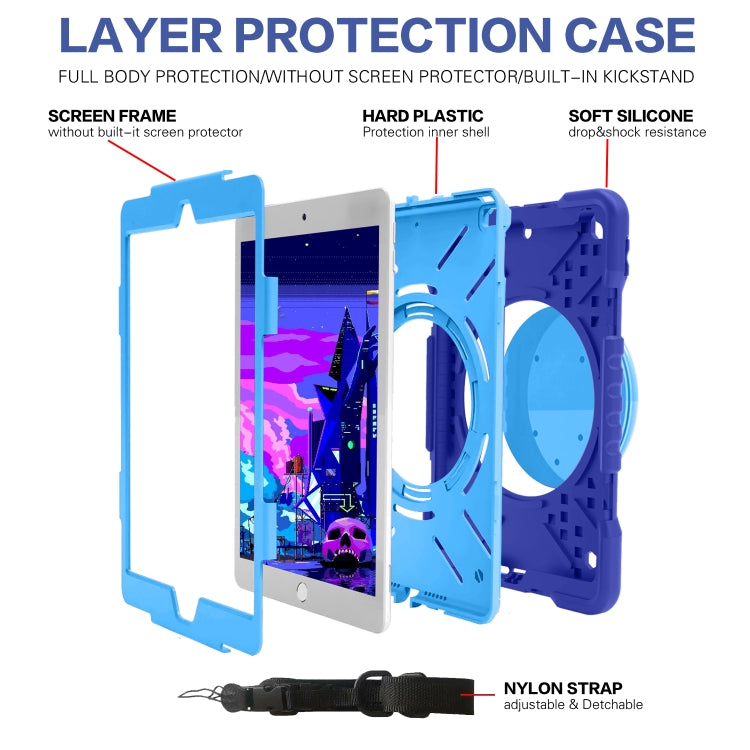 Shockproof Colorful Silicone + PC Protective Case with Holder & Shoulder Strap & Pen Slot For iPad 10.2 2021 / 2020 / 2019 & (2020)