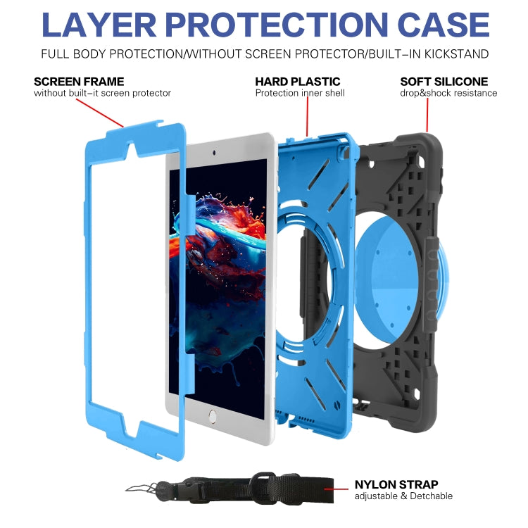 Shockproof Colorful Silicone + PC Protective Case with Holder & Shoulder Strap & Pen Slot For iPad 10.2 2021 / 2020 / 2019 & (2020)