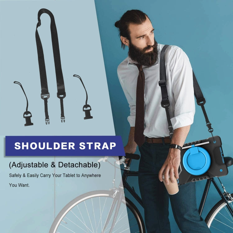 Shockproof Colorful Silicone + PC Protective Case with Holder & Shoulder Strap & Pen Slot For iPad 10.2 2021 / 2020 / 2019 & (2020)