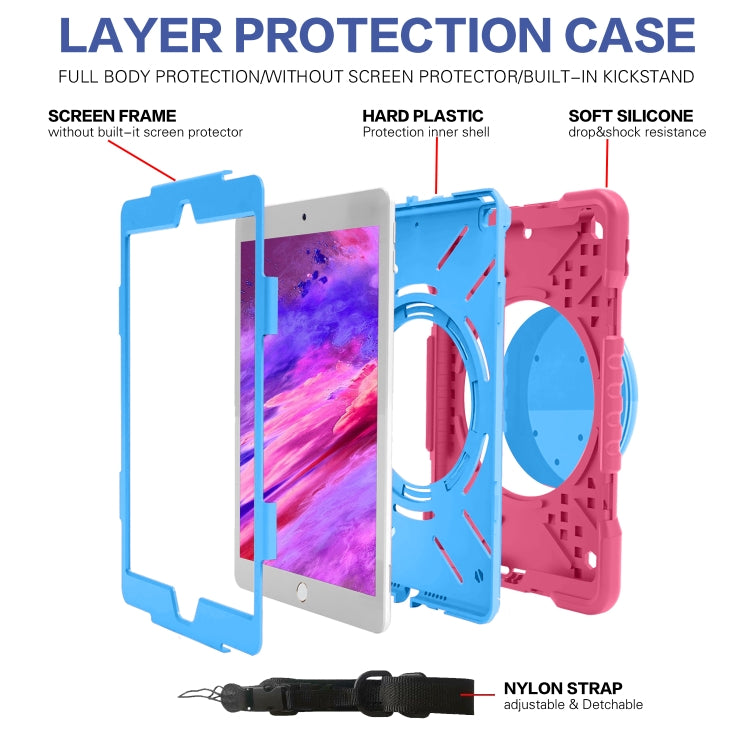 Shockproof Colorful Silicone + PC Protective Case with Holder & Shoulder Strap & Pen Slot For iPad 10.2 2021 / 2020 / 2019 & (2020)