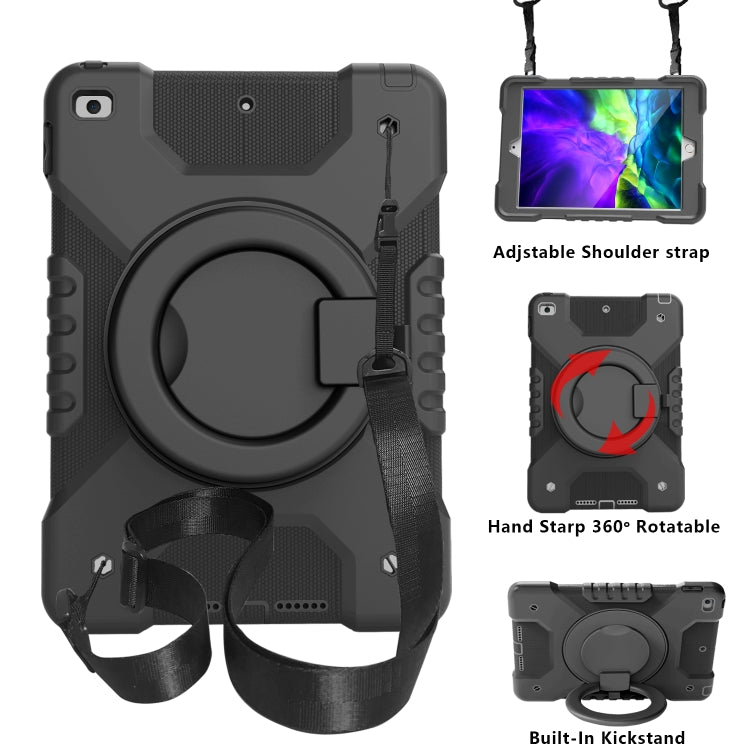 Shockproof Colorful Silicone + PC Protective Case with Holder & Shoulder Strap & Pen Slot For iPad 10.2 2021 / 2020 / 2019 & (2020)