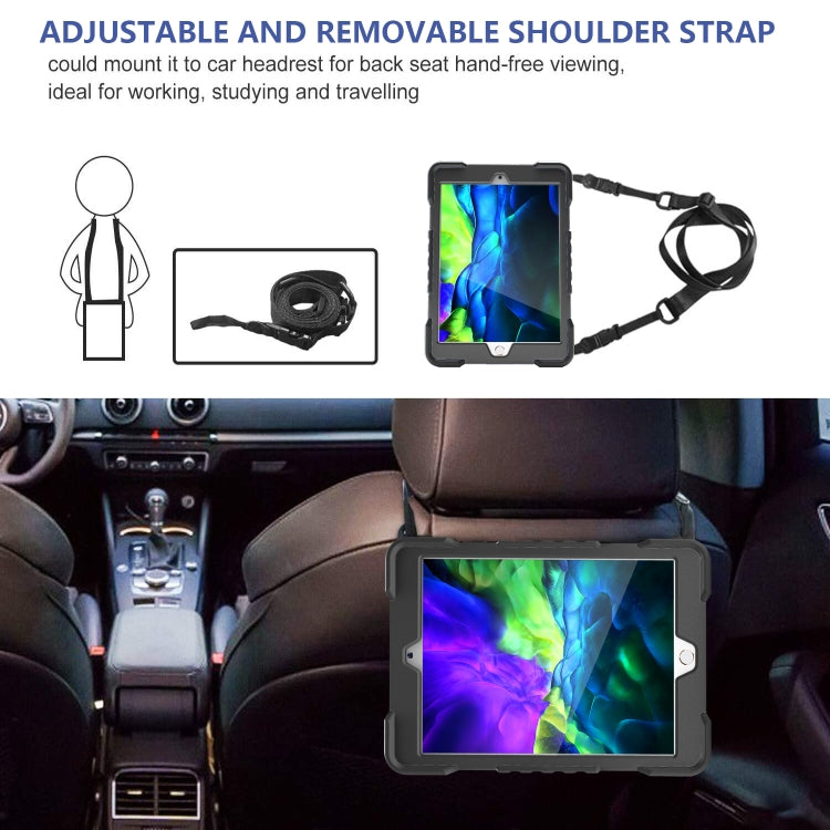 Shockproof Colorful Silicone + PC Protective Case with Holder & Shoulder Strap & Pen Slot For iPad 10.2 2021 / 2020 / 2019 & (2020)