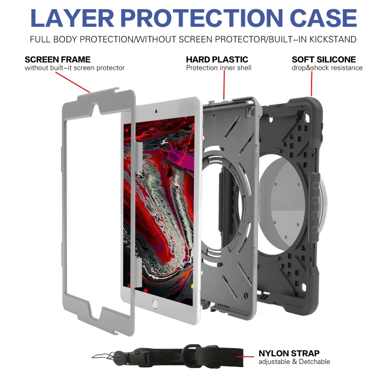 Shockproof Colorful Silicone + PC Protective Case with Holder & Shoulder Strap & Pen Slot For iPad 10.2 2021 / 2020 / 2019 & (2020)
