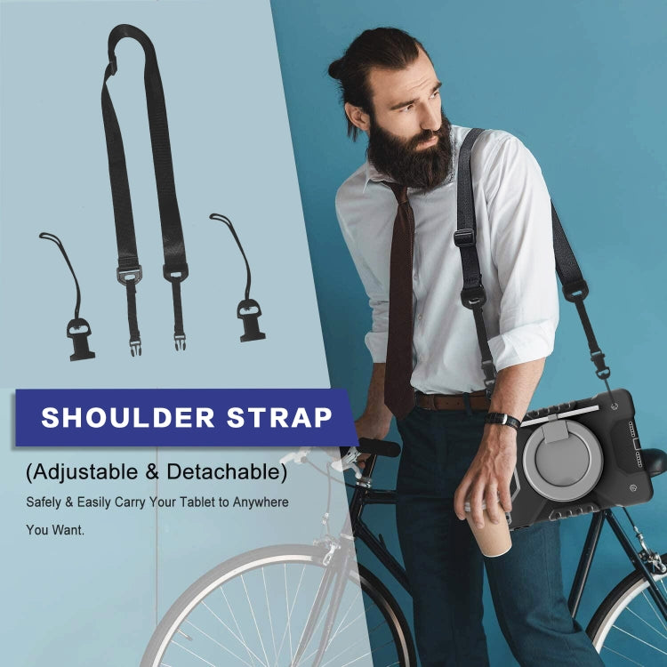 Shockproof Colorful Silicone + PC Protective Case with Holder & Shoulder Strap & Pen Slot For iPad 10.2 2021 / 2020 / 2019 & (2020)