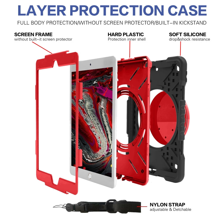 Shockproof Colorful Silicone + PC Protective Case with Holder & Shoulder Strap & Pen Slot For iPad 10.2 2021 / 2020 / 2019 & (2020)