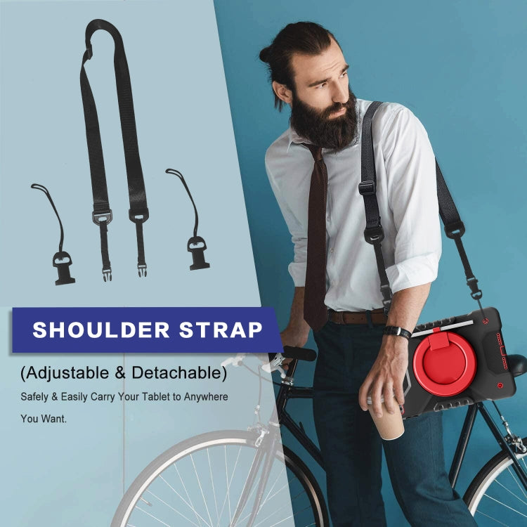 Shockproof Colorful Silicone + PC Protective Case with Holder & Shoulder Strap & Pen Slot For iPad 10.2 2021 / 2020 / 2019 & (2020)