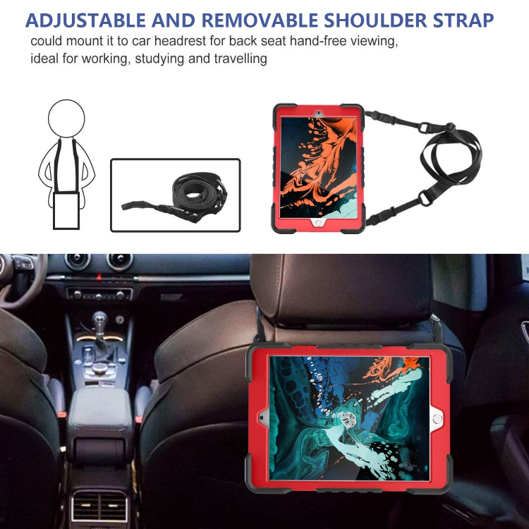 Shockproof Colorful Silicone + PC Protective Case with Holder & Shoulder Strap & Pen Slot For iPad 10.2 2021 / 2020 / 2019 & (2020)