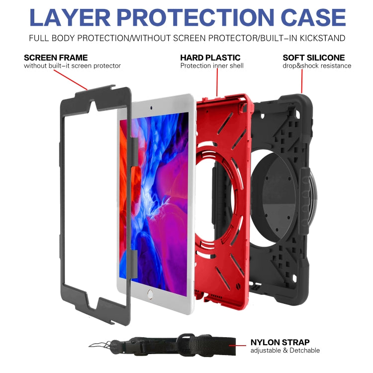 Shockproof Colorful Silicone + PC Protective Case with Holder & Shoulder Strap & Pen Slot For iPad 10.2 2021 / 2020 / 2019 & (2020)