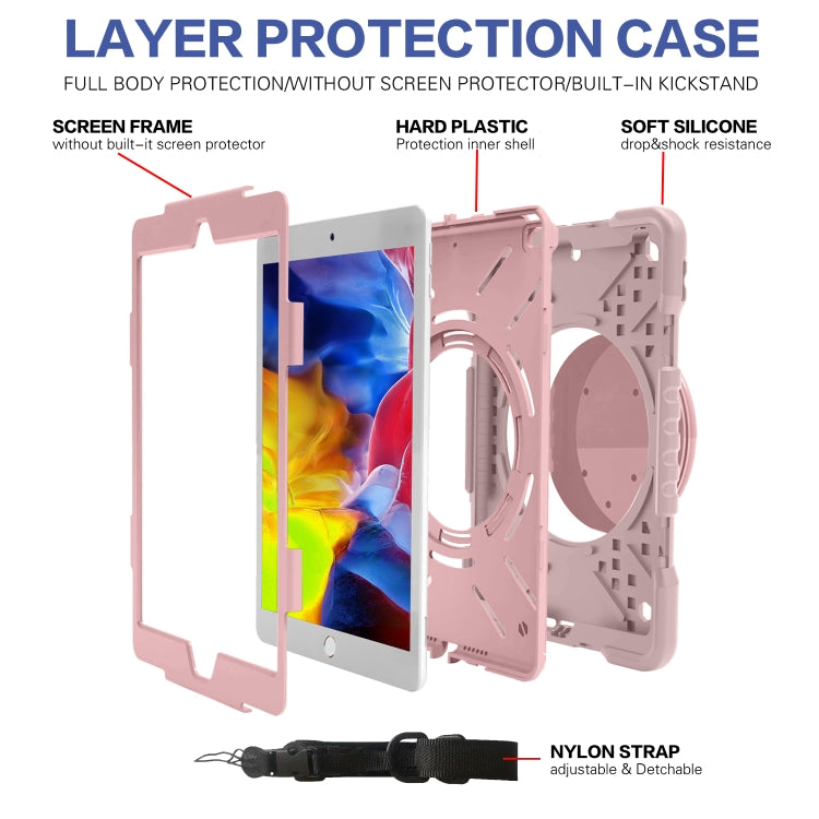 Shockproof Colorful Silicone + PC Protective Case with Holder & Shoulder Strap & Pen Slot For iPad 10.2 2021 / 2020 / 2019 & (2020)