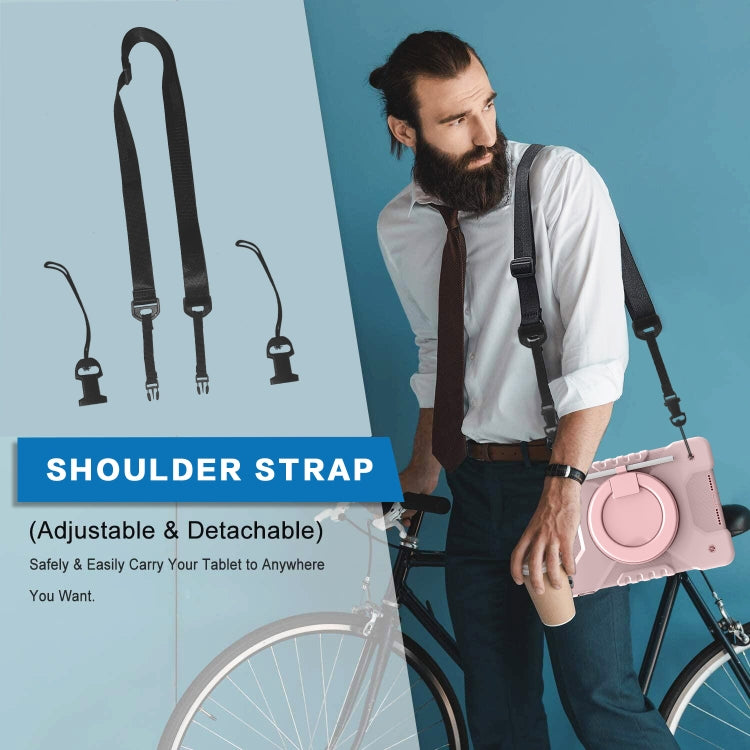 Shockproof Colorful Silicone + PC Protective Case with Holder & Shoulder Strap & Pen Slot For iPad 10.2 2021 / 2020 / 2019 & (2020)