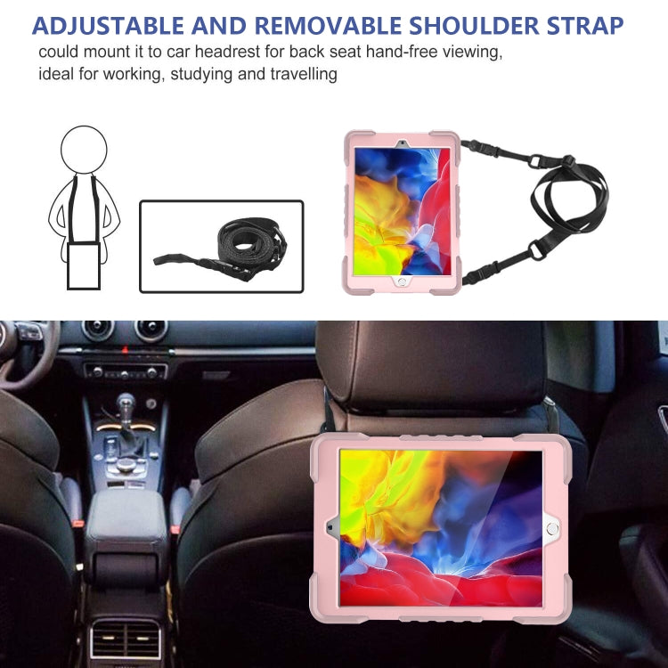 Shockproof Colorful Silicone + PC Protective Case with Holder & Shoulder Strap & Pen Slot For iPad 10.2 2021 / 2020 / 2019 & (2020)