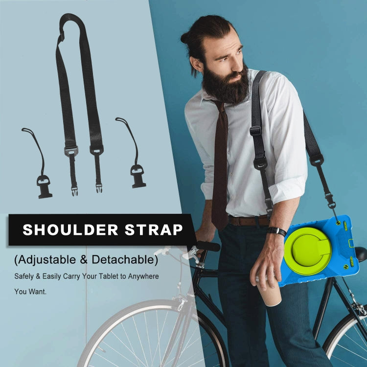 For Samsung Galaxy Tab A 10.1 (2019) T510 / T515 Shockproof Colorful Silicone + PC Protective Case with Holder & Shoulder Strap & Pen Slot