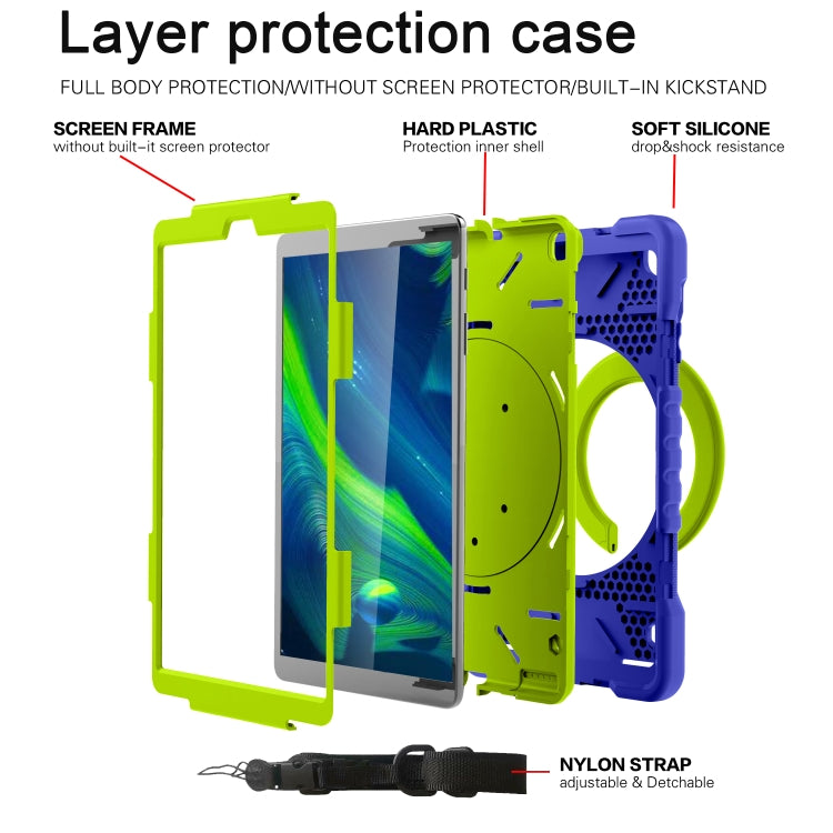 For Samsung Galaxy Tab A 10.1 (2019) T510 / T515 Shockproof Colorful Silicone + PC Protective Case with Holder & Shoulder Strap & Pen Slot