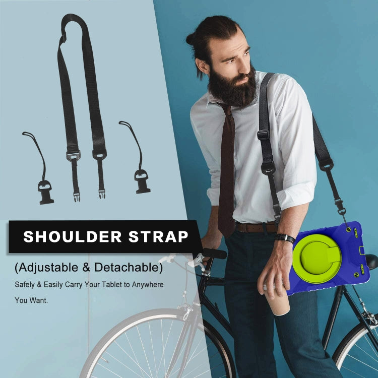 For Samsung Galaxy Tab A 10.1 (2019) T510 / T515 Shockproof Colorful Silicone + PC Protective Case with Holder & Shoulder Strap & Pen Slot