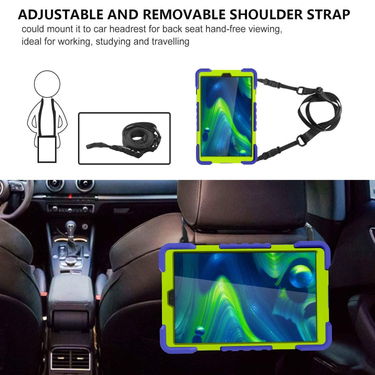 For Samsung Galaxy Tab A 10.1 (2019) T510 / T515 Shockproof Colorful Silicone + PC Protective Case with Holder & Shoulder Strap & Pen Slot