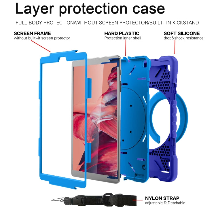 For Samsung Galaxy Tab A 10.1 (2019) T510 / T515 Shockproof Colorful Silicone + PC Protective Case with Holder & Shoulder Strap & Pen Slot