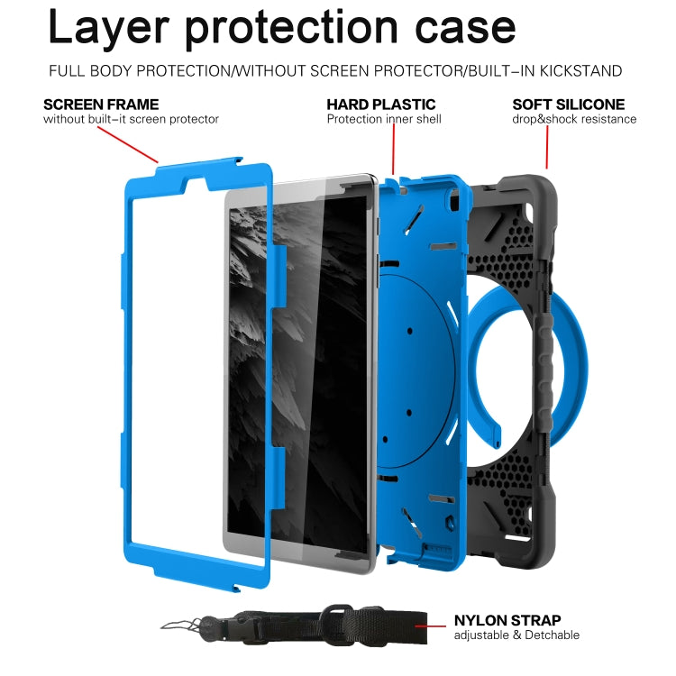 For Samsung Galaxy Tab A 10.1 (2019) T510 / T515 Shockproof Colorful Silicone + PC Protective Case with Holder & Shoulder Strap & Pen Slot
