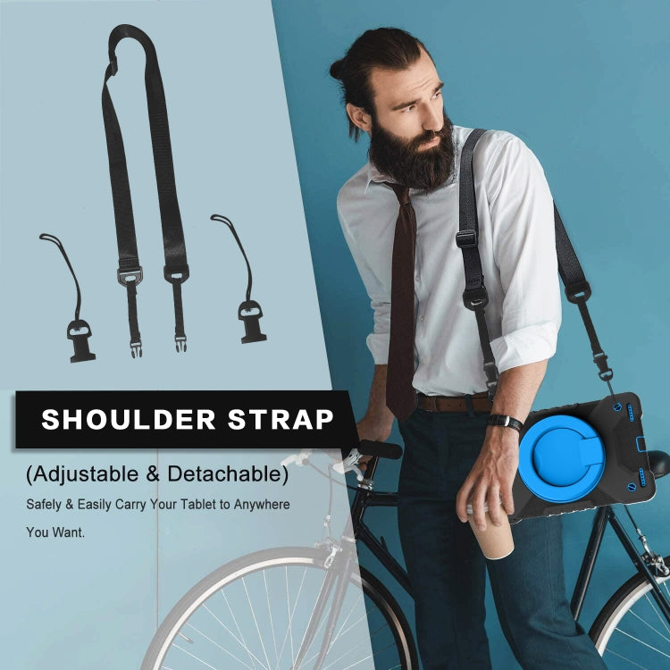 For Samsung Galaxy Tab A 10.1 (2019) T510 / T515 Shockproof Colorful Silicone + PC Protective Case with Holder & Shoulder Strap & Pen Slot