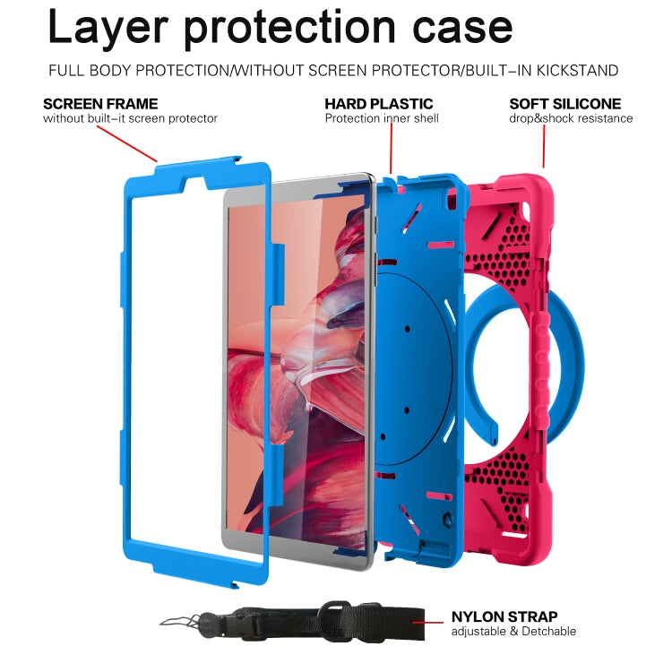 For Samsung Galaxy Tab A 10.1 (2019) T510 / T515 Shockproof Colorful Silicone + PC Protective Case with Holder & Shoulder Strap & Pen Slot