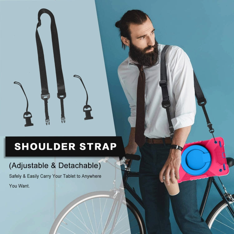 For Samsung Galaxy Tab A 10.1 (2019) T510 / T515 Shockproof Colorful Silicone + PC Protective Case with Holder & Shoulder Strap & Pen Slot