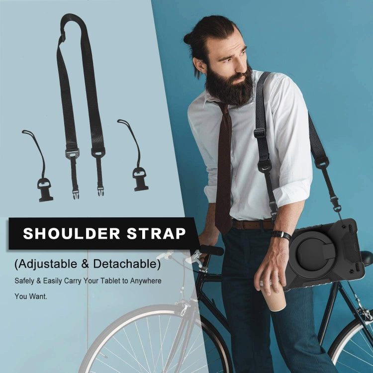 For Samsung Galaxy Tab A 10.1 (2019) T510 / T515 Shockproof Colorful Silicone + PC Protective Case with Holder & Shoulder Strap & Pen Slot
