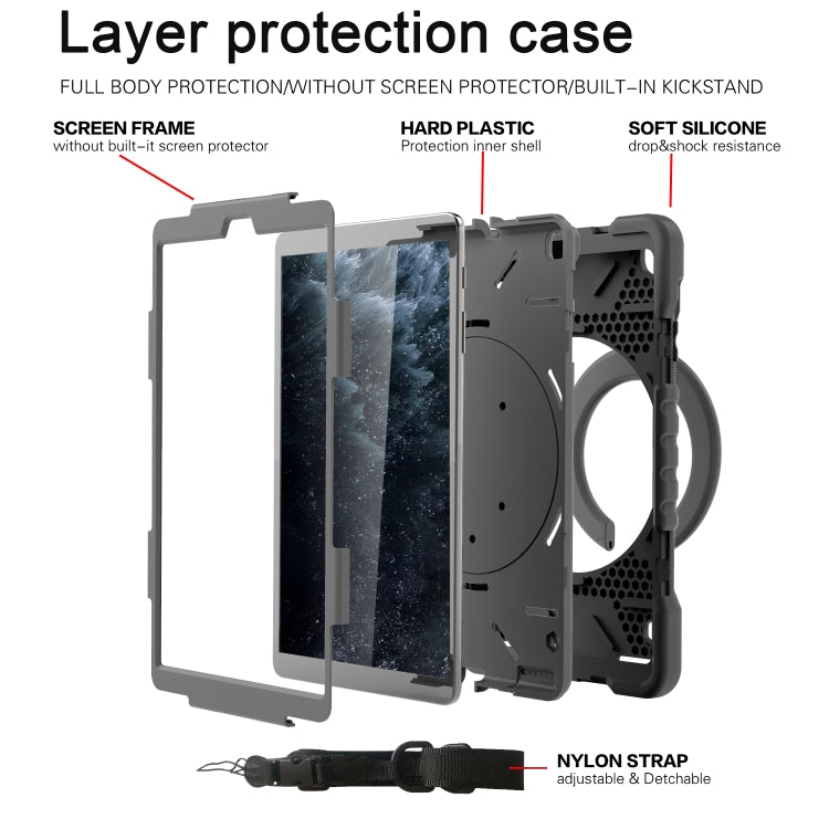 For Samsung Galaxy Tab A 10.1 (2019) T510 / T515 Shockproof Colorful Silicone + PC Protective Case with Holder & Shoulder Strap & Pen Slot