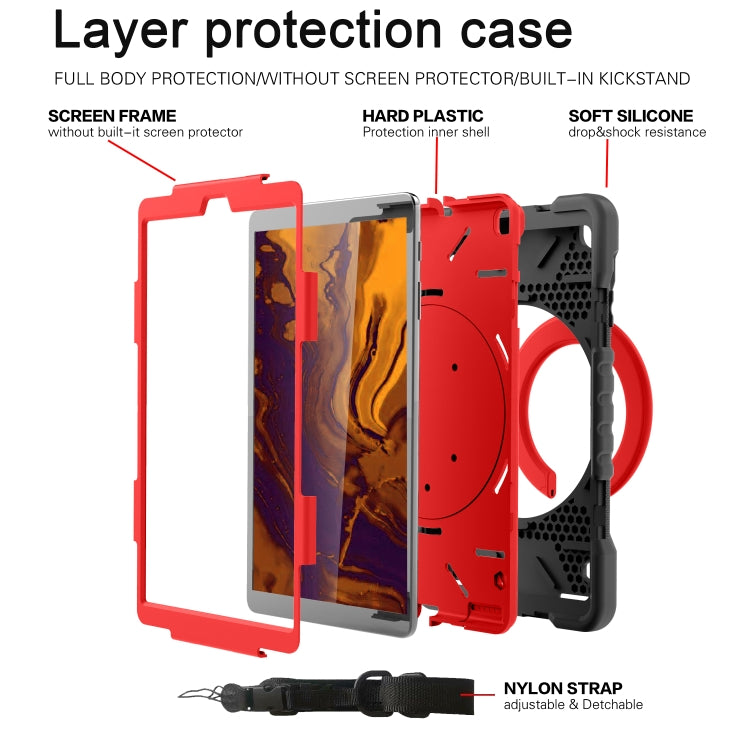 For Samsung Galaxy Tab A 10.1 (2019) T510 / T515 Shockproof Colorful Silicone + PC Protective Case with Holder & Shoulder Strap & Pen Slot