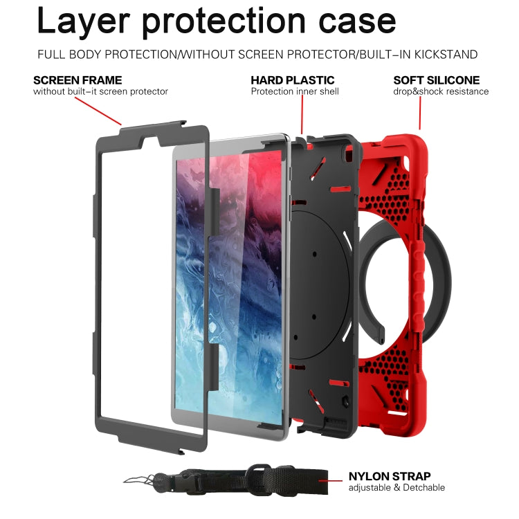 For Samsung Galaxy Tab A 10.1 (2019) T510 / T515 Shockproof Colorful Silicone + PC Protective Case with Holder & Shoulder Strap & Pen Slot