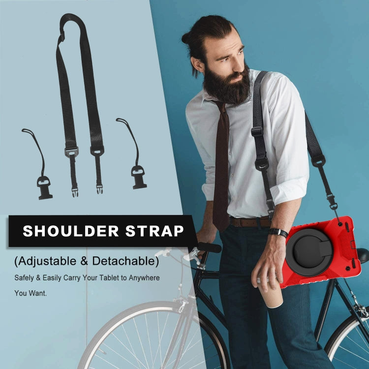 For Samsung Galaxy Tab A 10.1 (2019) T510 / T515 Shockproof Colorful Silicone + PC Protective Case with Holder & Shoulder Strap & Pen Slot