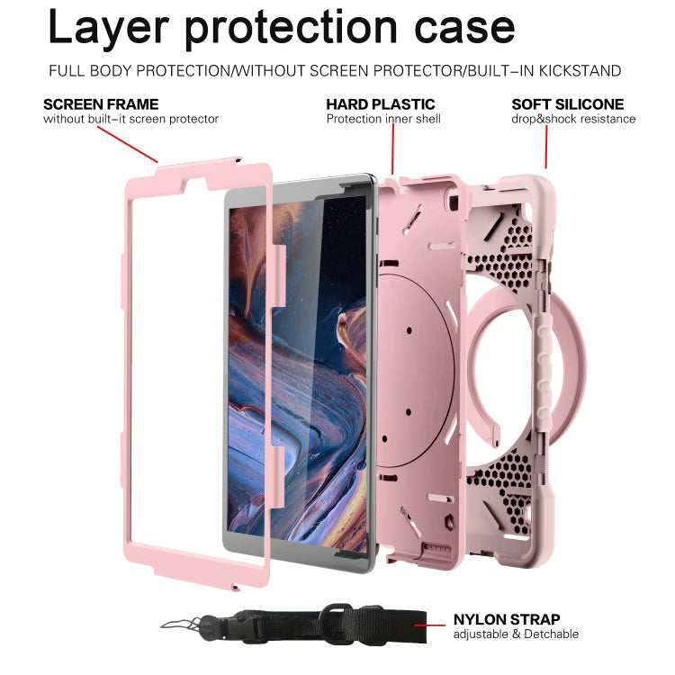 For Samsung Galaxy Tab A 10.1 (2019) T510 / T515 Shockproof Colorful Silicone + PC Protective Case with Holder & Shoulder Strap & Pen Slot