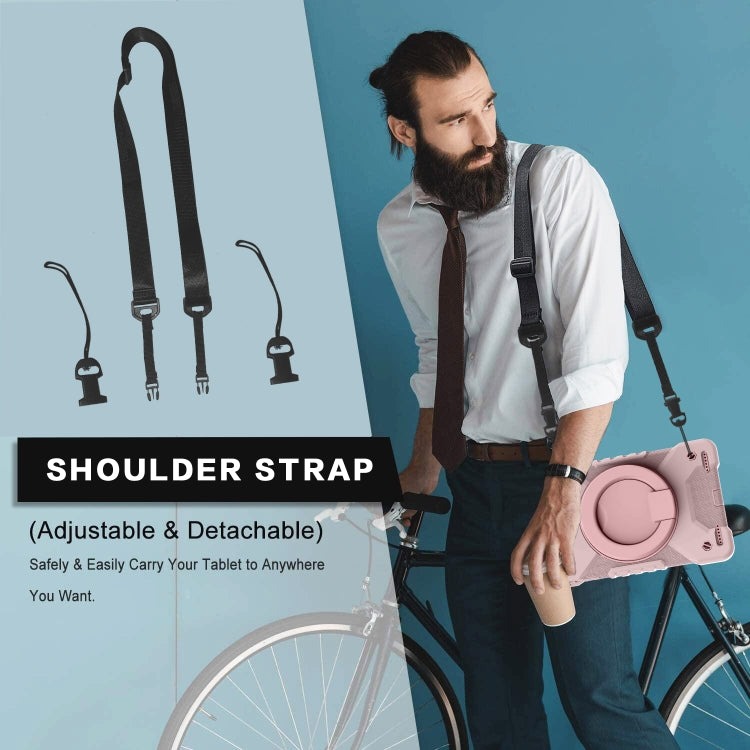For Samsung Galaxy Tab A 10.1 (2019) T510 / T515 Shockproof Colorful Silicone + PC Protective Case with Holder & Shoulder Strap & Pen Slot