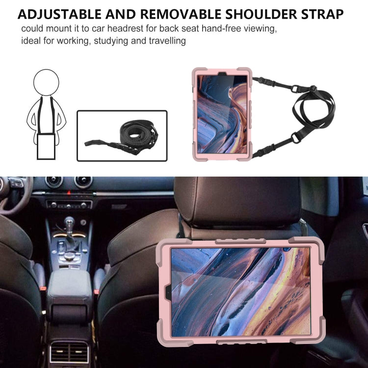 For Samsung Galaxy Tab A 10.1 (2019) T510 / T515 Shockproof Colorful Silicone + PC Protective Case with Holder & Shoulder Strap & Pen Slot