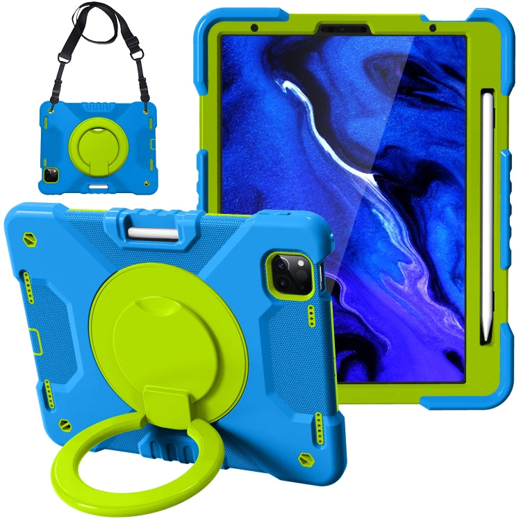 For iPad Air 4 10.9 inch / Pro 11 inch (2020) Shockproof Colorful Silicone + PC Protective Tablet Case with Holder & Shoulder Strap & Pen Slot