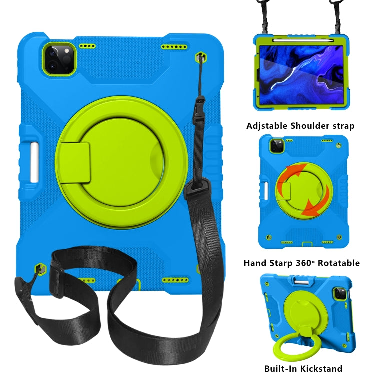 For iPad Air 4 10.9 inch / Pro 11 inch (2020) Shockproof Colorful Silicone + PC Protective Tablet Case with Holder & Shoulder Strap & Pen Slot