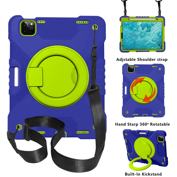 For iPad Air 4 10.9 inch / Pro 11 inch (2020) Shockproof Colorful Silicone + PC Protective Tablet Case with Holder & Shoulder Strap & Pen Slot