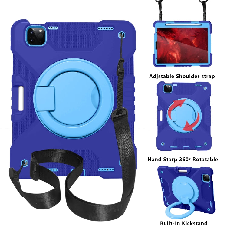 For iPad Air 4 10.9 inch / Pro 11 inch (2020) Shockproof Colorful Silicone + PC Protective Tablet Case with Holder & Shoulder Strap & Pen Slot