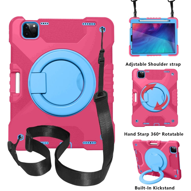For iPad Air 4 10.9 inch / Pro 11 inch (2020) Shockproof Colorful Silicone + PC Protective Tablet Case with Holder & Shoulder Strap & Pen Slot