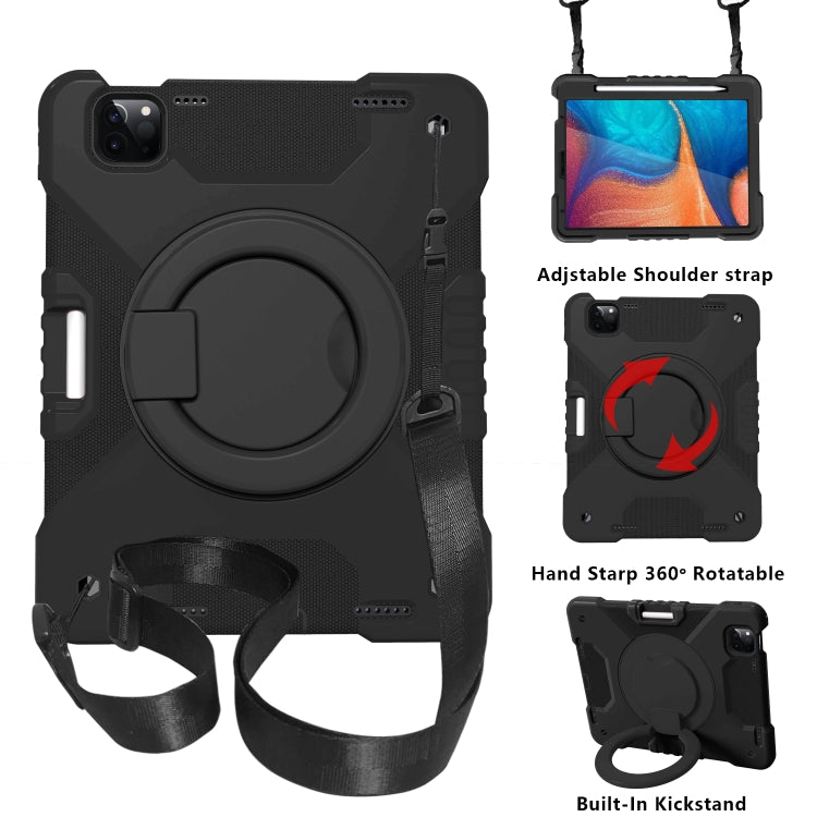 For iPad Air 4 10.9 inch / Pro 11 inch (2020) Shockproof Colorful Silicone + PC Protective Tablet Case with Holder & Shoulder Strap & Pen Slot