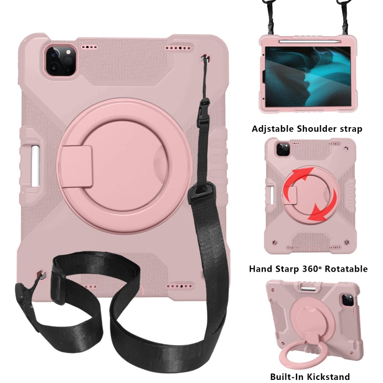 For iPad Air 4 10.9 inch / Pro 11 inch (2020) Shockproof Colorful Silicone + PC Protective Tablet Case with Holder & Shoulder Strap & Pen Slot