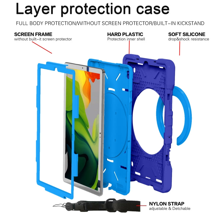 For Samsung Galaxy Tab A7 10.4 (2020) T500 / T505 Shockproof Colorful Silicone + PC Protective Case with Holder & Shoulder Strap & Pen Slot