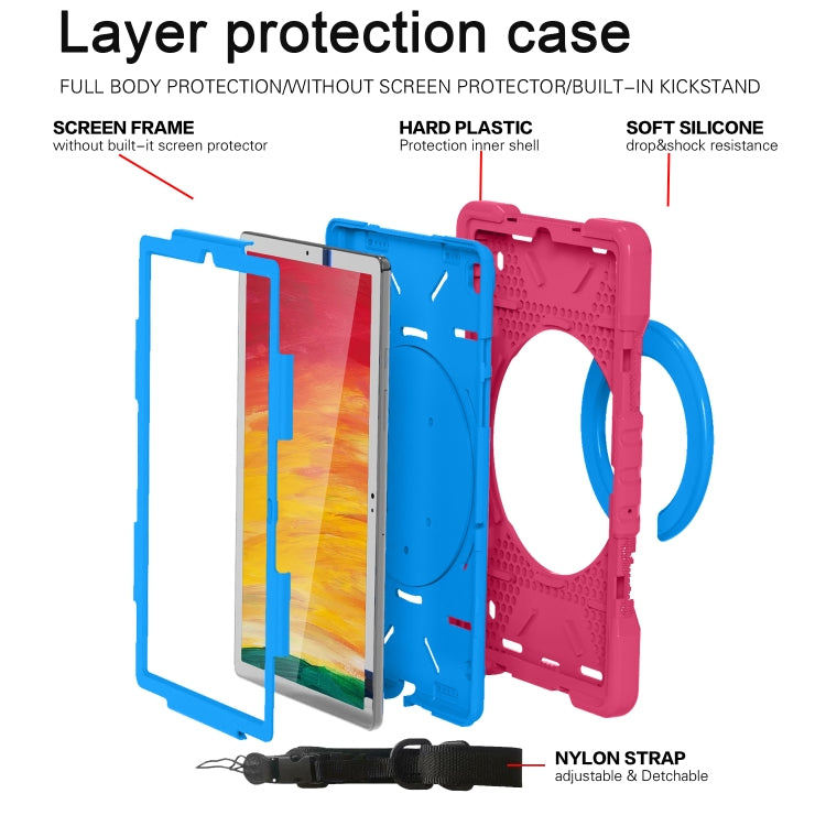 For Samsung Galaxy Tab A7 10.4 (2020) T500 / T505 Shockproof Colorful Silicone + PC Protective Case with Holder & Shoulder Strap & Pen Slot