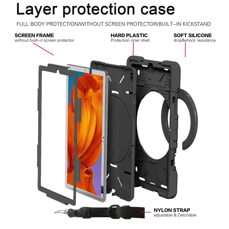 For Samsung Galaxy Tab A7 10.4 (2020) T500 / T505 Shockproof Colorful Silicone + PC Protective Case with Holder & Shoulder Strap & Pen Slot