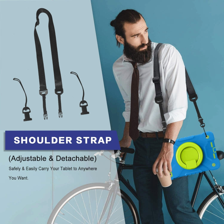 Shockproof Colorful Silicone + PC Protective Case with Holder & Shoulder Strap & Pen Slot For iPad mini 4 / 5